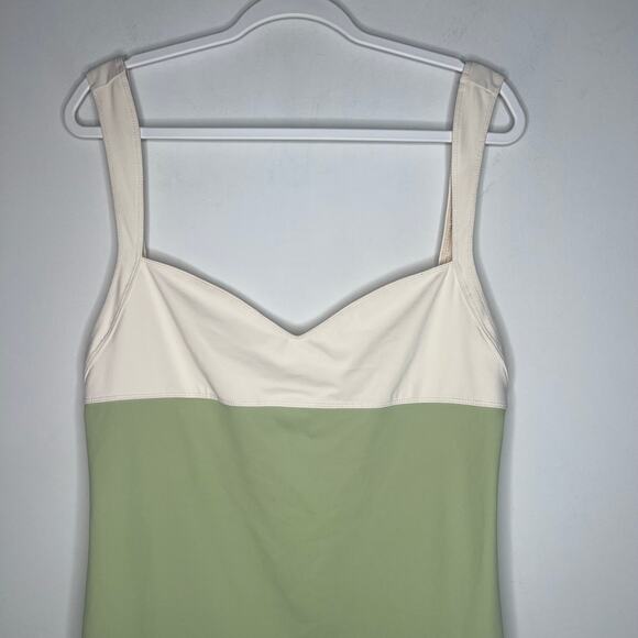 Free People Color Block Green Cream Active Mini Dress XL - Picture 3 of 8